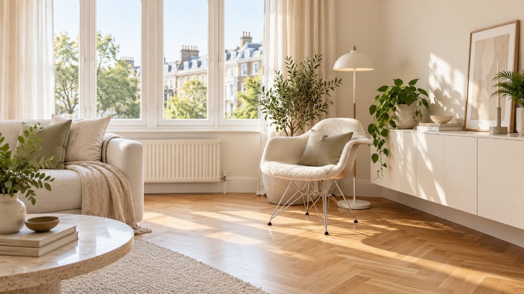 Bright London living room interior